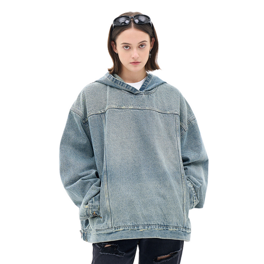 Autumn and Winter Streetwear Denim Hoodie