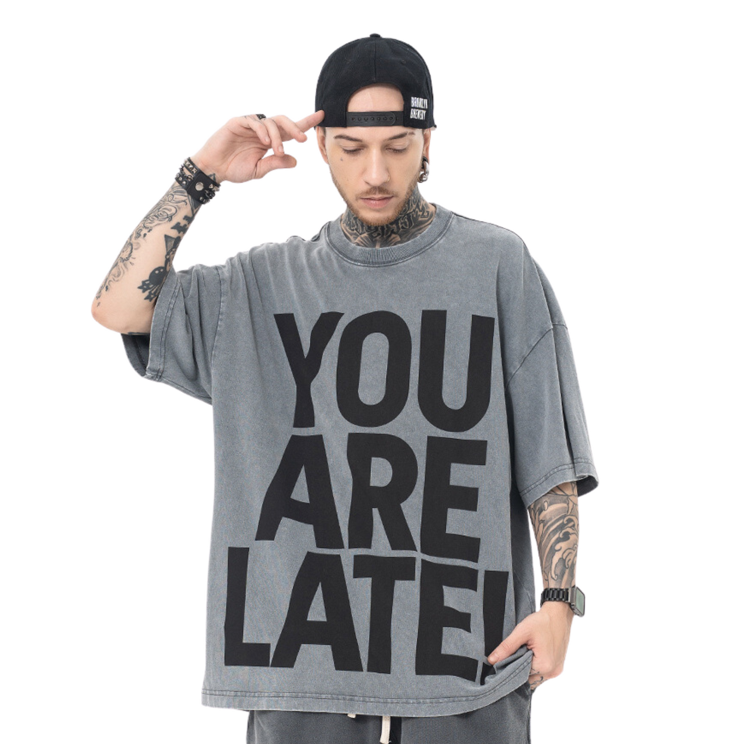 Pose - YOU ARE LATE Gray T-shirt Art that Kills Summer tee