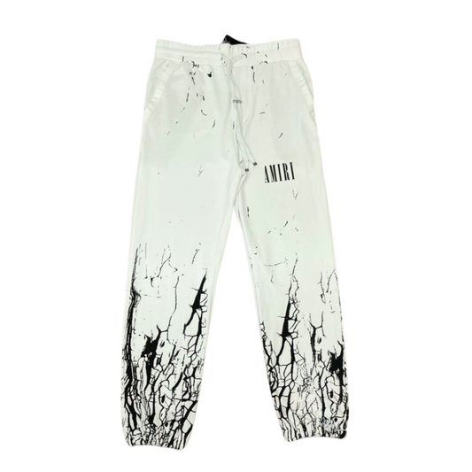 Amiri White Trousers Mud Cracked Design