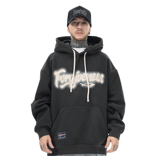 Forgiveness Winter Streetwear Black Hoodie