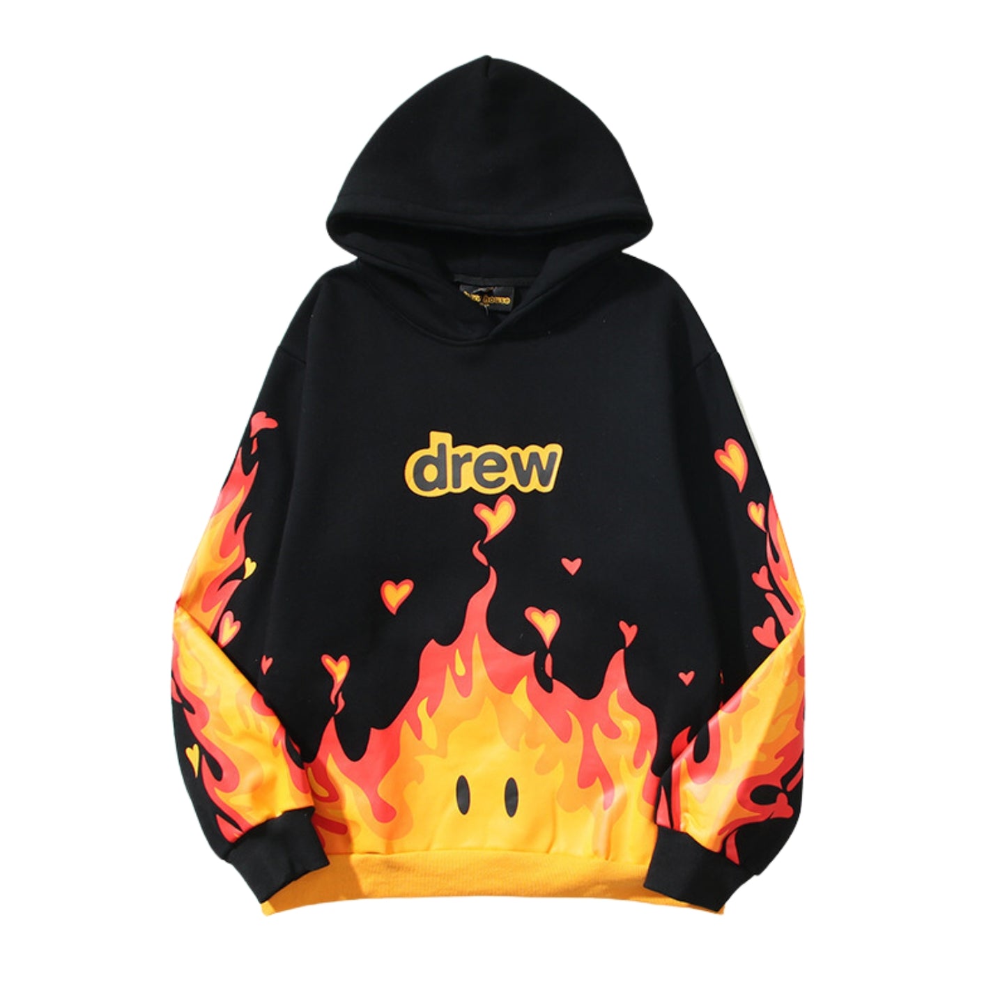DREW Smiling Face Unicorn Arm Flame Hoodie